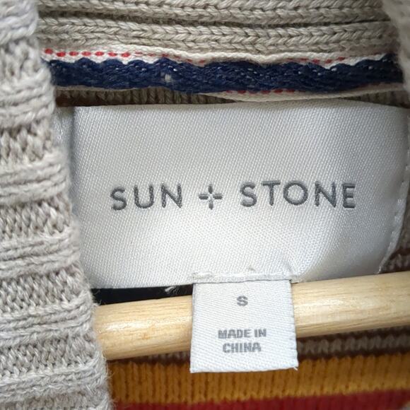 Sun + Stone Cozy Gray and Blue Turtleneck Sweater size small - Picture 3 of 6